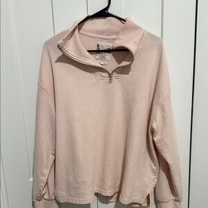Light Pink C&C California 1/4 zip pull over XL funnel neck